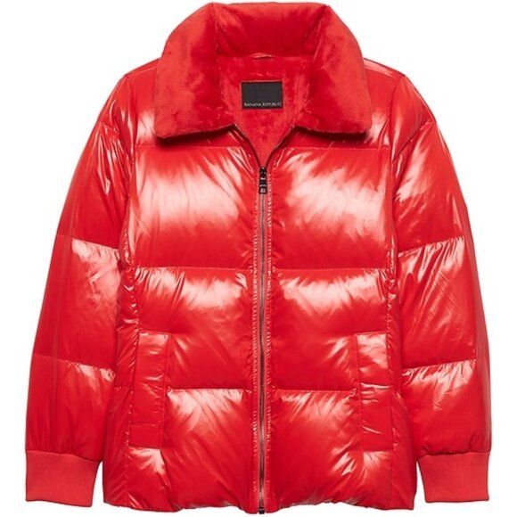 AUTHENTIC Banana Republic Water-Repellent Down Puffer Jacket – Bright Red, Size - Picture 1 of 6
